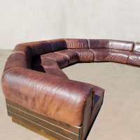 Midcentury design round leather modular sofa vintage leren modulaire elementen bank XXLr sofa elementen bank modulaire bank XXL
