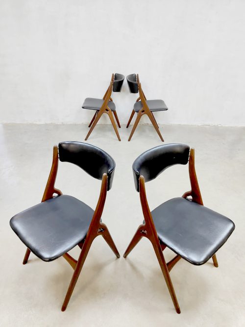 Vintage Dutch design dining chairs stoelen Aska Louis van Teeffelen Webe