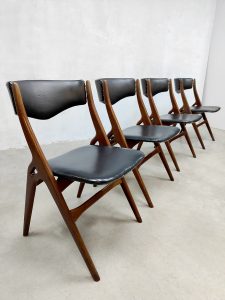 Vintage Dutch design dining chairs stoelen Aska Louis van Teeffelen Webe
