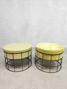 Midcentury Danish design wire coffee table stools bijzettafel krukjes Verner Panton