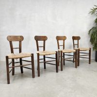 Primitive vintage rush seat straw dining chairs eetkamerstoelen 'Wabi Sabi'