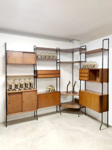 Vintage Scandinavian design modular wall unit shelves modulair wandsysteem 1960s