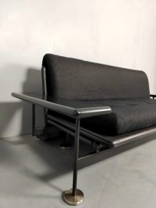 Vintage design black sofa bed lounge bank Arflex 'Minimalism'