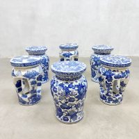 Vintage design blue white asian style ceramic stool side table bijzettafel keramiek
