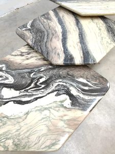 Vintage midcentury design marble nesting side coffee tables marmeren bijzettafels