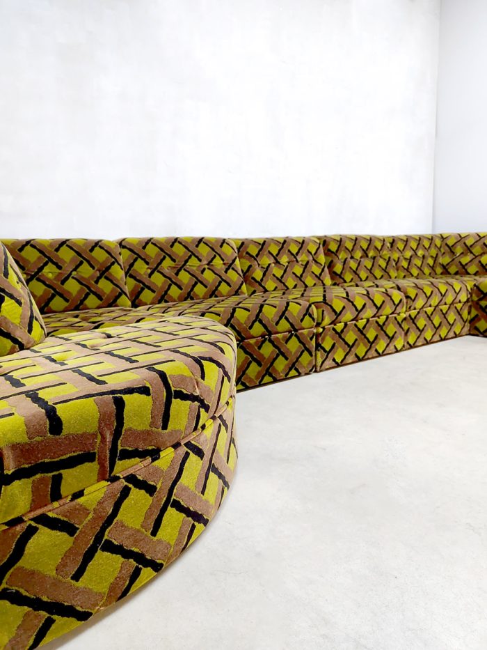 Midcentury design modular sofa modulaire velvet lounge bank 'geometric pattern'