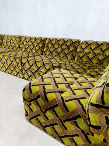 Vintage modern design modular sofa modulaire velvet lounge bank 'geometric pattern'