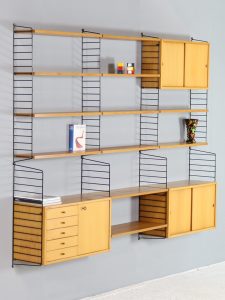 Midcentury design wall unit wandrek Nisse String AB Sweden XL
