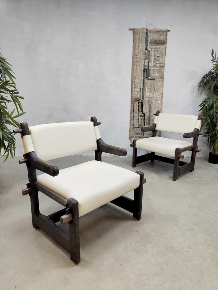 Midcentury brutalist armchairs fauteuils 'Sculptural Nature'
