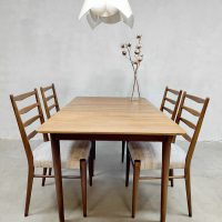 Midcentury dining set vintage ladder back chairs extendable dining table Pastoe