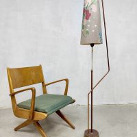 Vintage teak & brass floor lamp vloerlamp 'Floral Sixties'