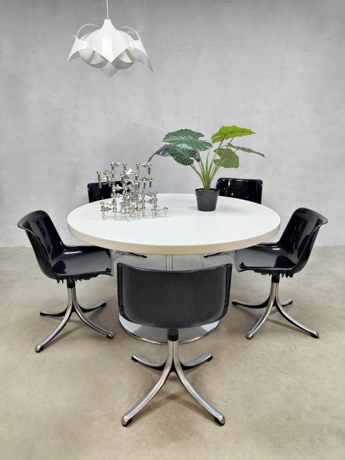 Midcentury dining office set Tecno 'Modus' chairs eetkamerset Osvaldo Borsani