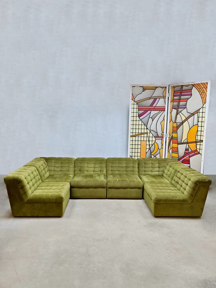 Vintage modular sofa modulaire elementen bank ‘green velvet’ Bestwelhip