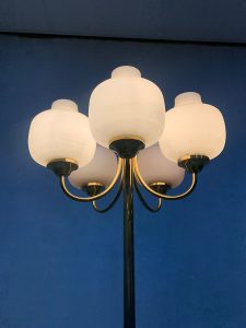Vintage Italian brass floorlamp vloerlamp opaline glass