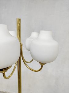 Vintage art deco floor lamp brass gold opaline glass vloerlamp