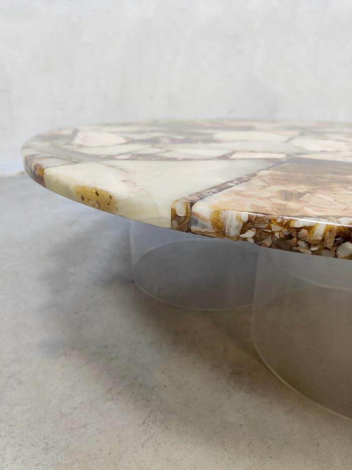 Midcentury stone onyx marble coffee table stenen salontafel ‘Eclectic