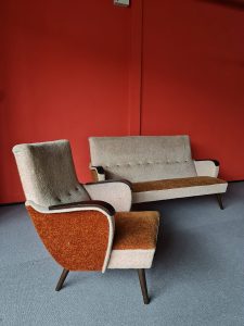 Midcentury retro lounge set 50's armchair sofa bank fauteuil