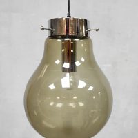 Vintage smoked glass pendant lamp hanglamp 'Big bulb'