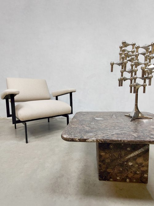 Midcentury design 'Fossil stone' coffee table salontafel