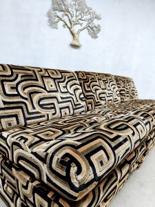 Midcentury velvet sofa bed elementen bank 'Luxury graphic dessin'