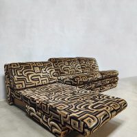 Midcentury luxury seventies velvet sofa elementen bank print