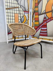 Midcentury Dutch design rattan easy chair Dirk van Sliedregt fauteuil Gebr. Jonkers