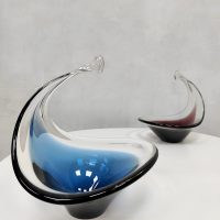 Vintage 'Sculptural Coquille' glass bowls Paul Kedelv Flygsfors