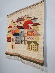 Midcentury carpet tapestry rug tapijt 'Village'