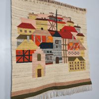 Vintage carpet tapestry rug wandtapijt 'Village'