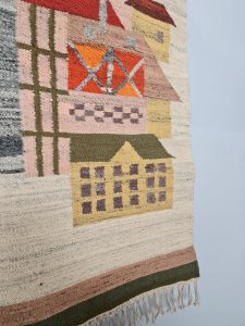 Midcentury carpet tapestry rug tapijt 'Village'