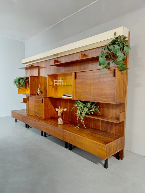 Vintage Italian design modular wall unit bookcase XL