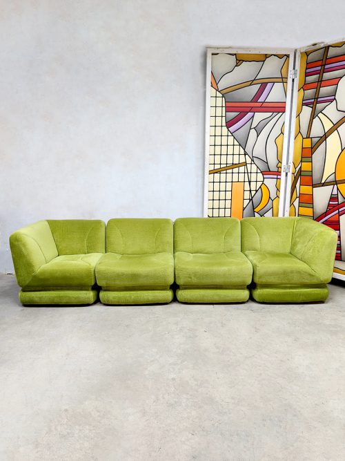 Midcentury velvet modular sofa modulaire bank Musterring 'Green spirit'