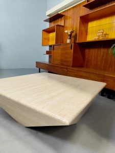 Postmodern travertine coffee table