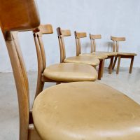 Midcentury French design T shape oak dining chairs eetkamerstoelen 2