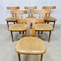 Midcentury design 'T-shape' oak dining chairs eetkamerstoelen