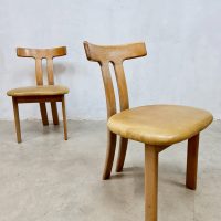 Midcentury design 'T-shape' oak dining chair eetkamerstoel