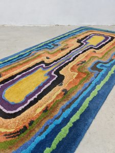 Midcentury carpet rug tapestry tapijt vloerkleed 'Psychedelic'