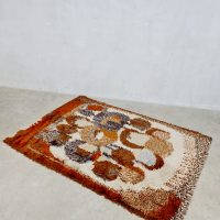 Vintage rug wool handknitted carpet tapestry tapijt Aasgerd Lie for Rauma Rye