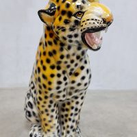 Vintage Italian handmade ceramic Leopard Cheetah sculpture