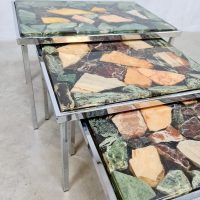 Midcentury stone onyx marble mimiset stenen vintage bijzettafels 'eclectic'