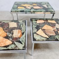 Midcentury stone onyx marble mimiset stenen vintage bijzettafels 'eclectic'
