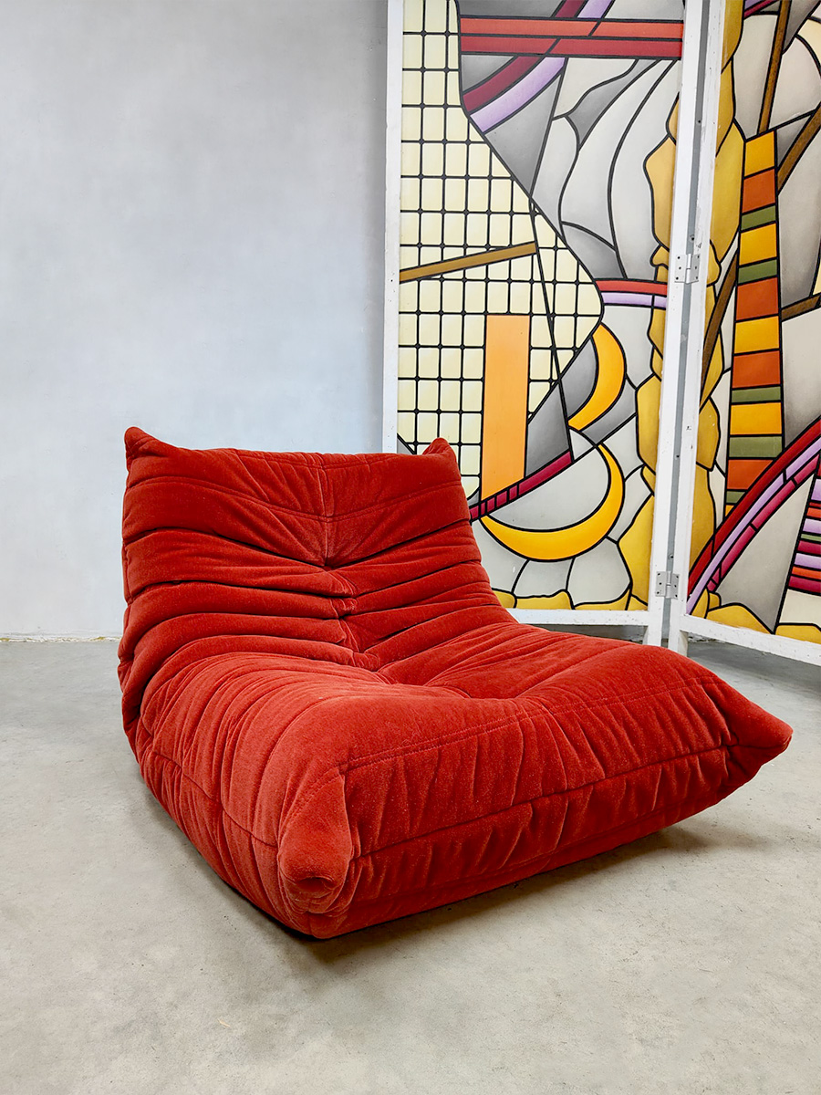 Lastig Waardig Leuren Vintage Togo easy chair 'Burnt orange velvet' lounge fauteuil Ligne Roset |  Bestwelhip