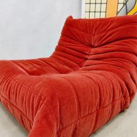 Vintage Togo easy chair 'Burnt orange velvet' lounge fauteuil Ligne Roset