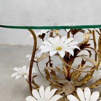 Rare vintage Italian brass coffee table Hollywood Regency 'Flowers'