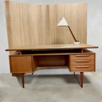 Vintage teak writing desk bureau RT Möbel H. Riestenpatt 1960s model RT200