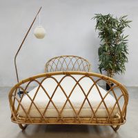 Midcentury rattan bamboo bed bohemian daybed bank