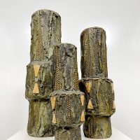 Vintage clay vases 'Brutalist Trio' klei vazen