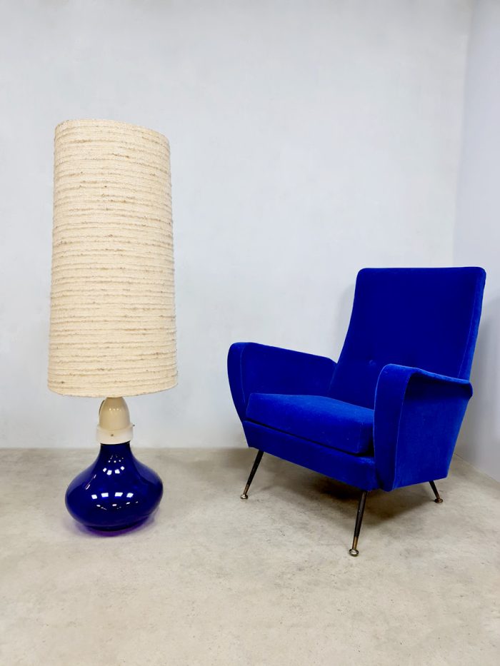 Vintage Italian blue glass vase floor lamp vloerlamp 60s Selenova