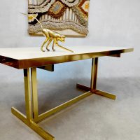 Vintage 70's dining table brass plated eetkamertafel Willy Rizzo 1970