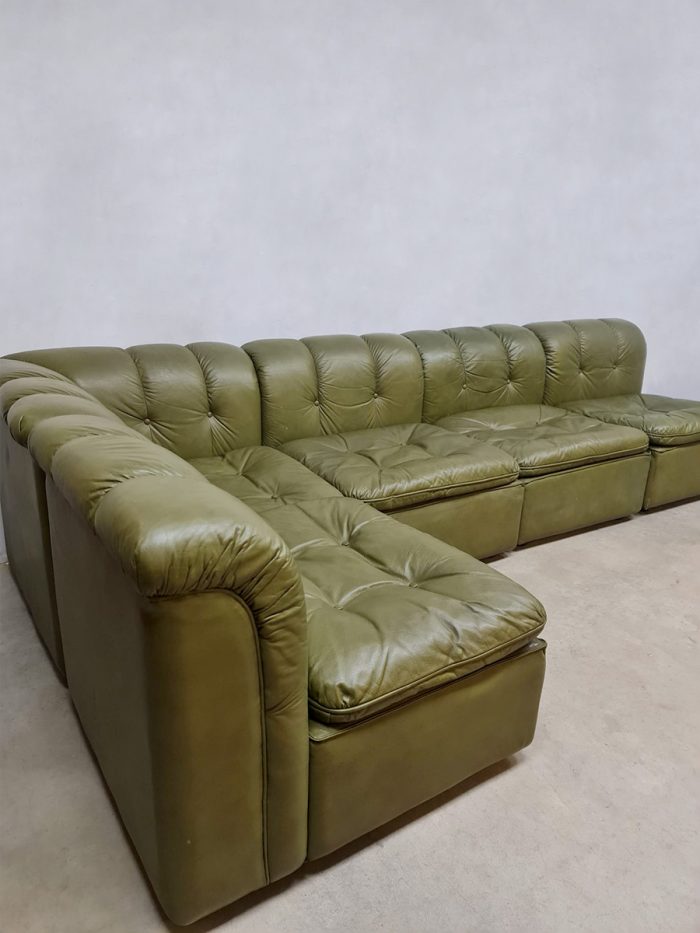 Vintage leather modular sofa modulaire elementen bank ‘Green spirit ...